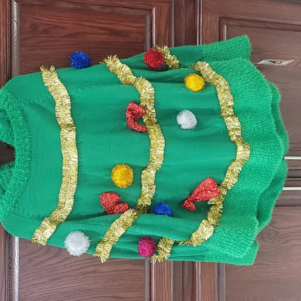 Merry and Bright, tree poncho sweater ,Size L-XL